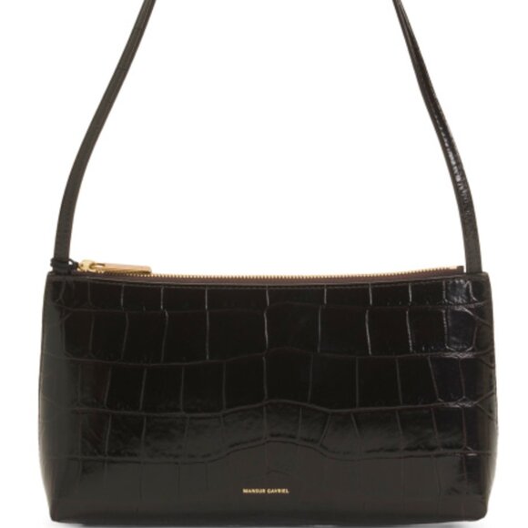Mansur Gavriel Gaia Shoulder Bag Chocolate Croc NWT - Picture 1 of 4